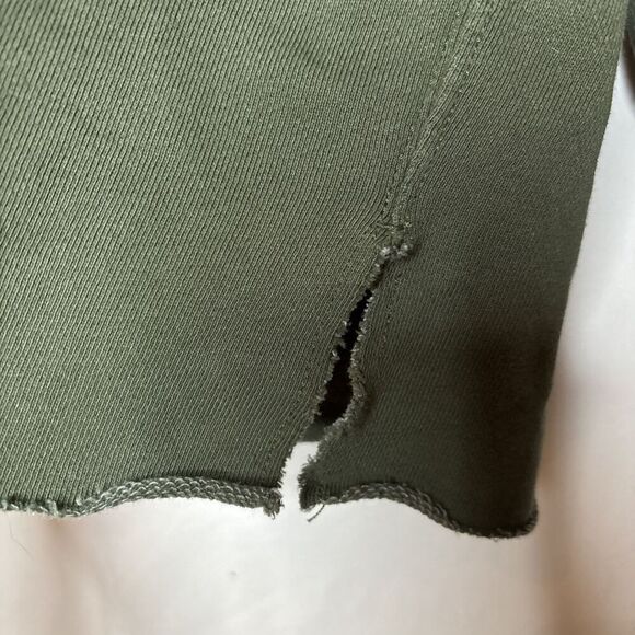 Aerie Down To Earth Crewneck Distressed Sweatshirt Women's Size XS Olive Green - Picture 7 of 16